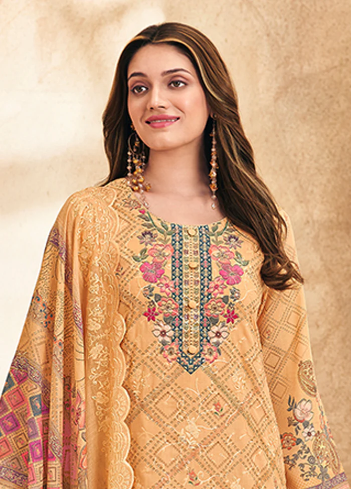 3 Pc Peach Cotton Suit Set - Image 2