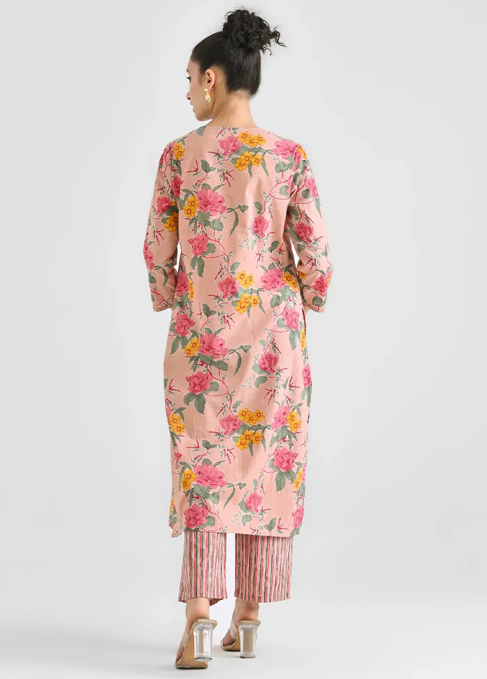 3 Pc Peach Readymade Rayon Dupatta Suit Set - Image 2