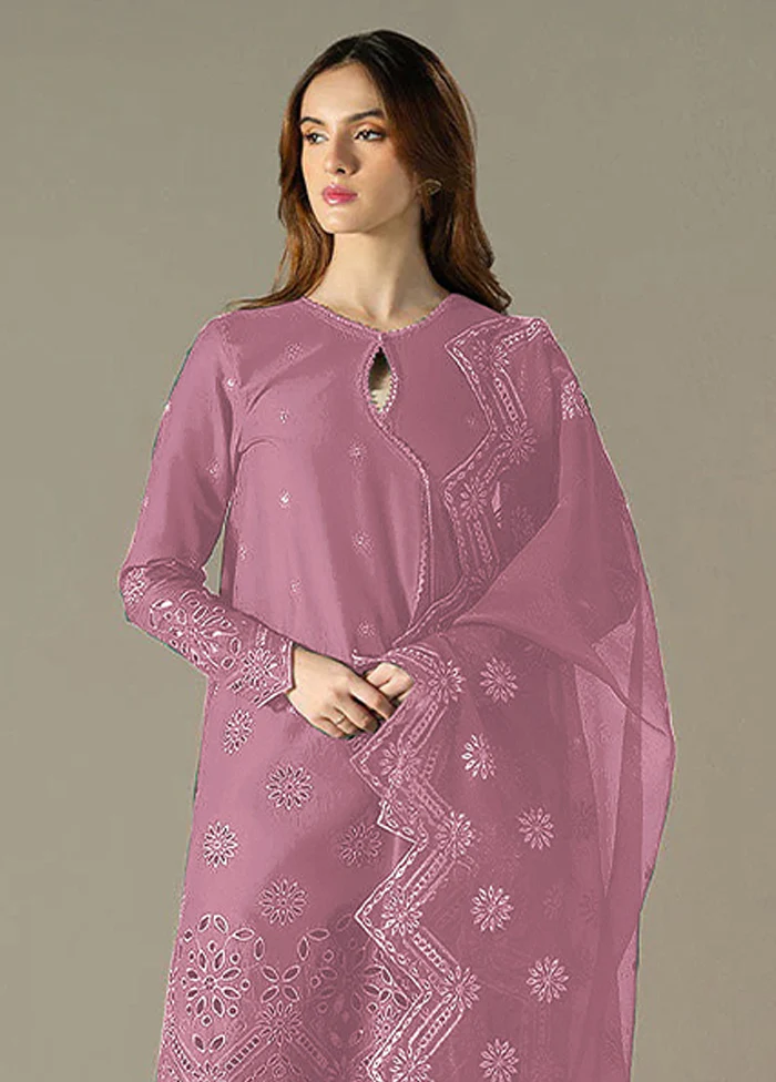 3 Pc Pink Cotton Suit Set - Image 2