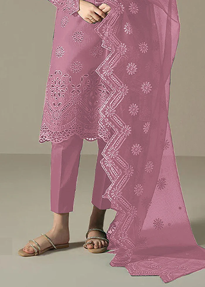 3 Pc Pink Cotton Suit Set - Image 3