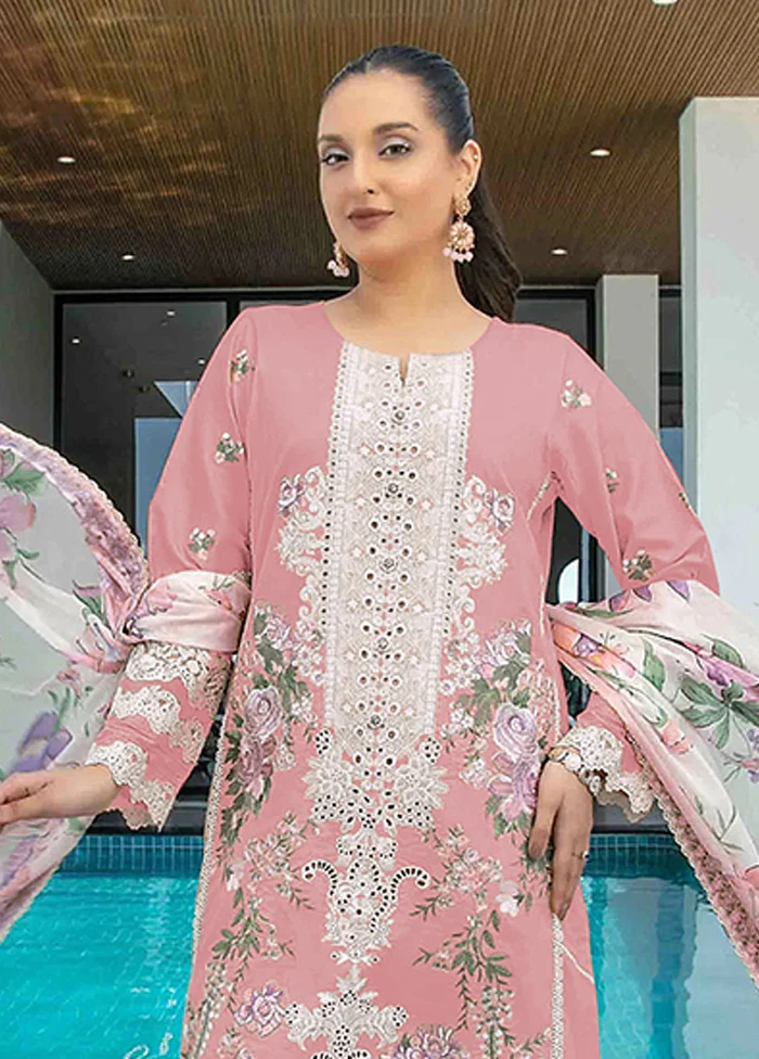 3 Pc Pink Cotton Suit Set - Image 2
