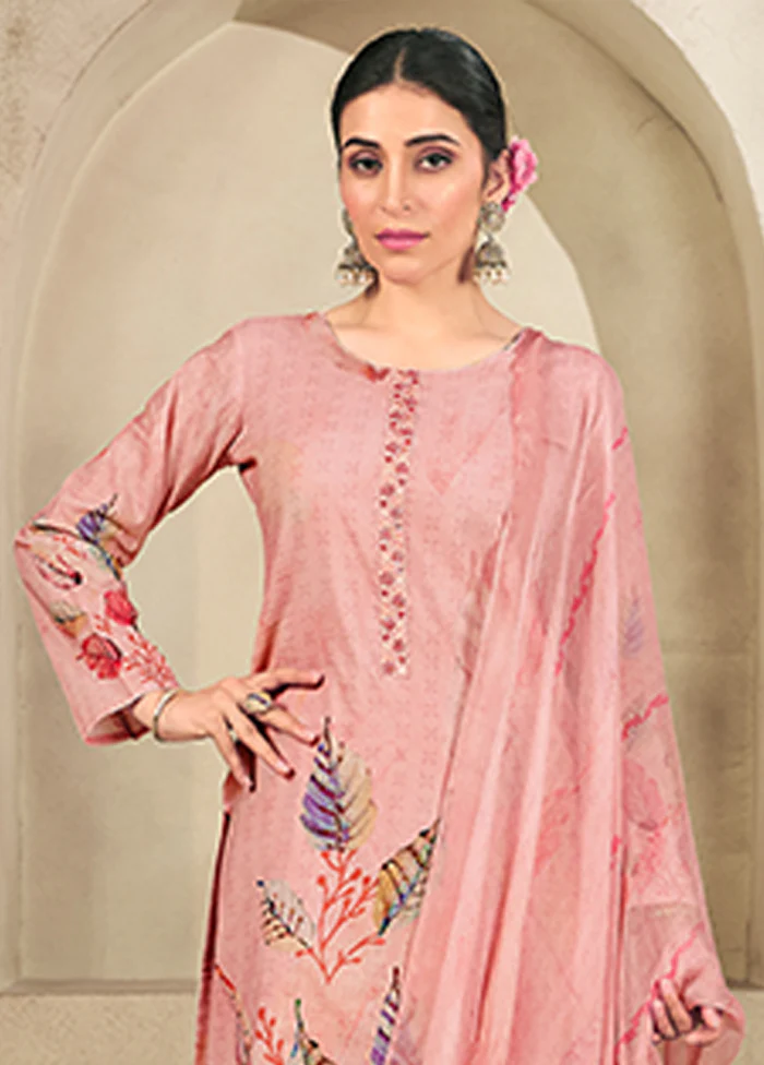 3 Pc Pink Cotton Suit Set - Image 2