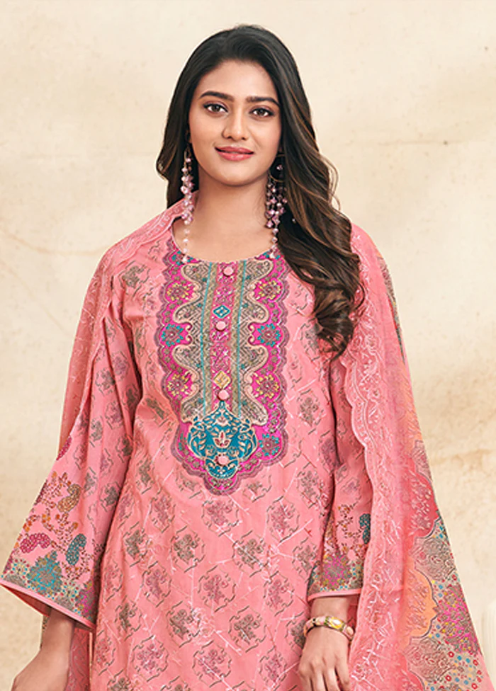 3 Pc Pink Cotton Suit Set - Image 2