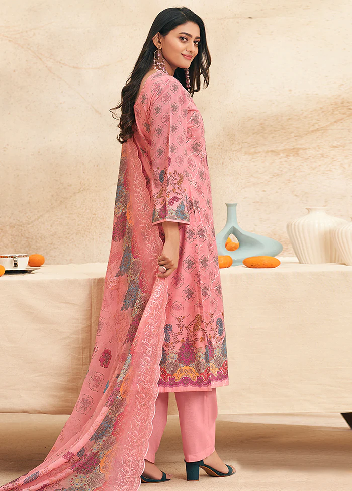 3 Pc Pink Cotton Suit Set - Image 3