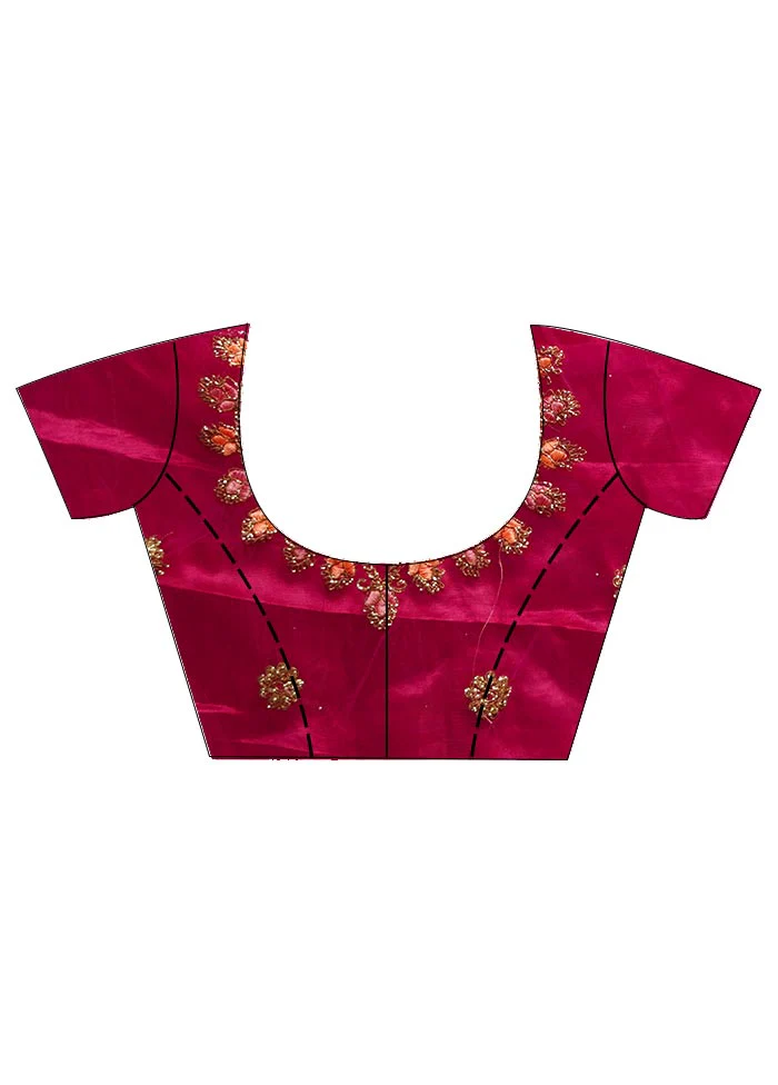 3 Pc Pink Georgette Semi Stitched Lehenga Set - Image 3