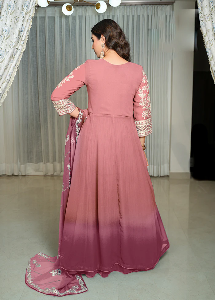 3 Pc Pink Georgette Suit Set - Image 3