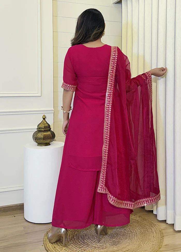 3 Pc Pink Georgette Suit Set - Image 3