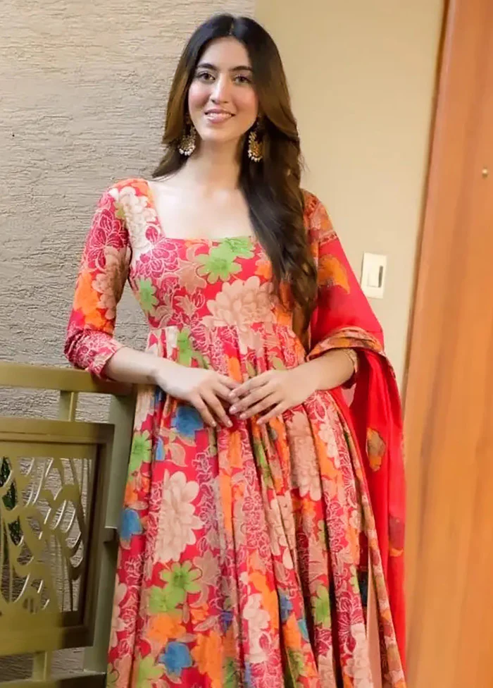 3 Pc Pink Readymade Silk Suit Set - Image 2
