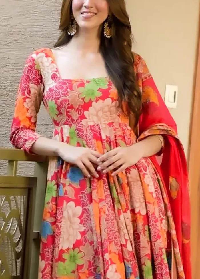 3 Pc Pink Readymade Silk Suit Set - Image 3