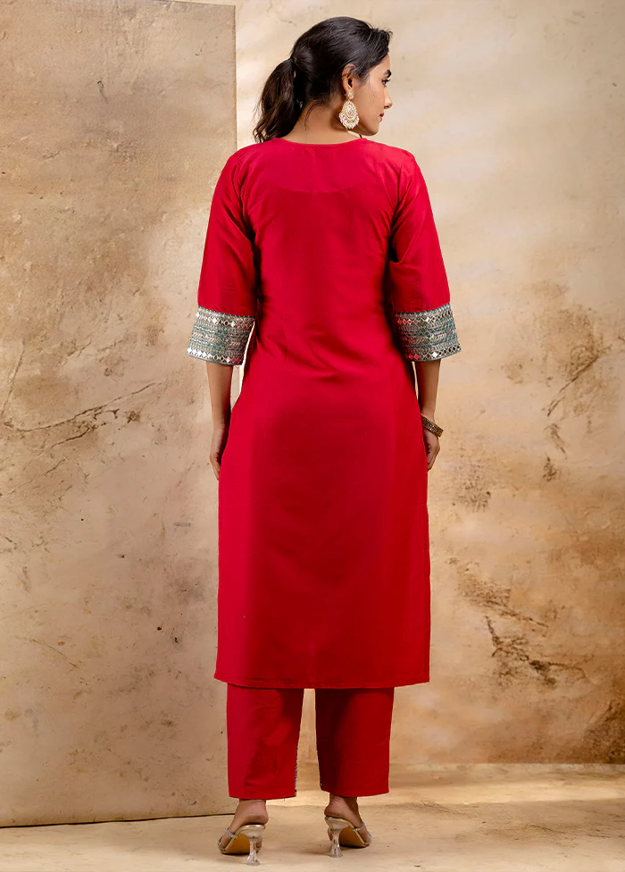 3 Pc Pink Readymade Viscose Dupatta Suit Set - Image 3