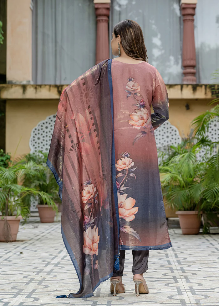 3 Pc Pink Silk Suit Set - Image 3