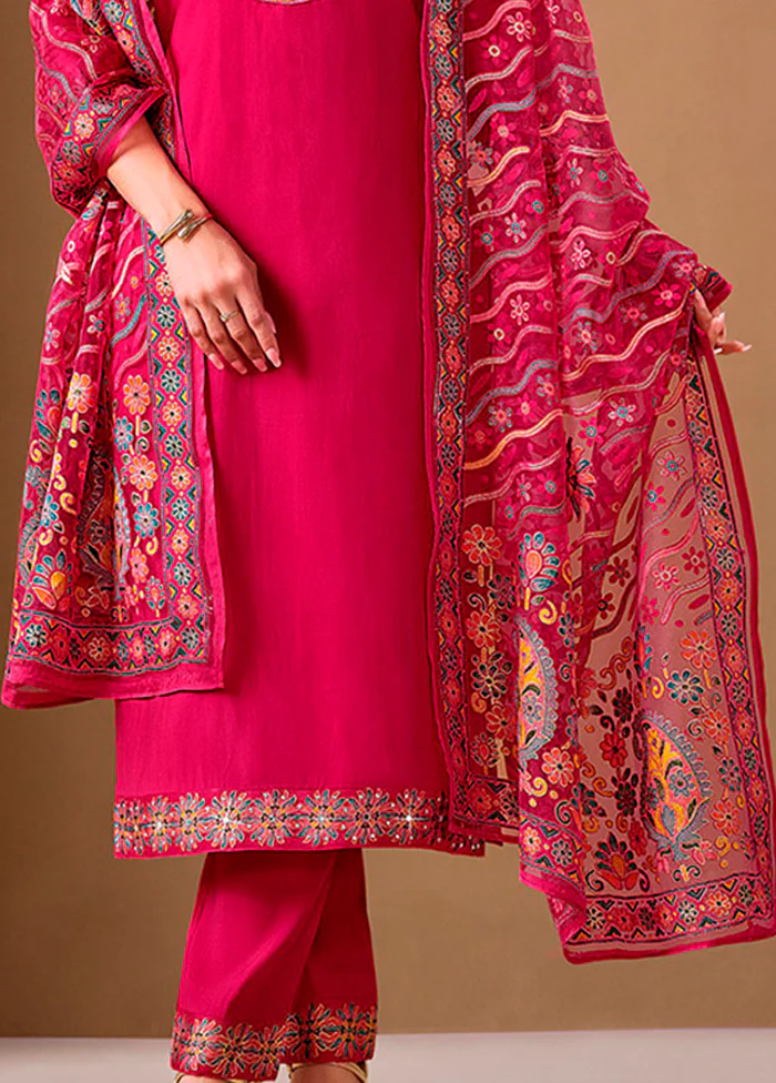 3 Pc Pink Silk Suit Set - Image 3
