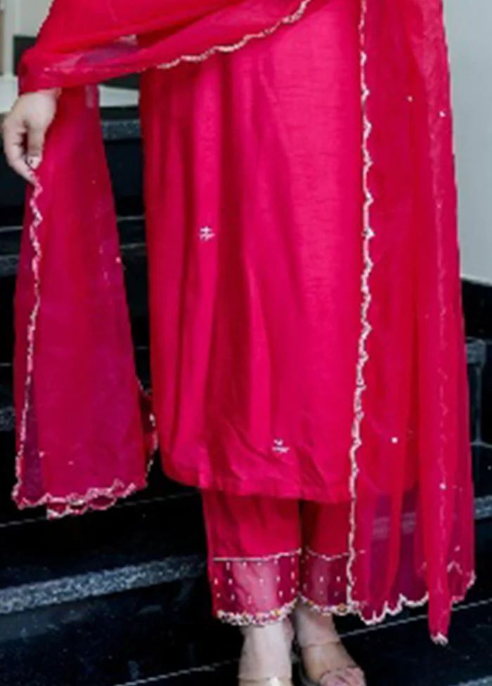 3 Pc Pink Silk Suit Set - Image 3