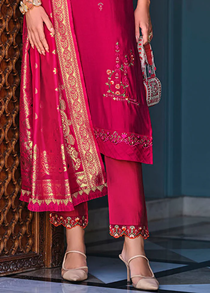3 Pc Pink Silk Suit Set - Image 3