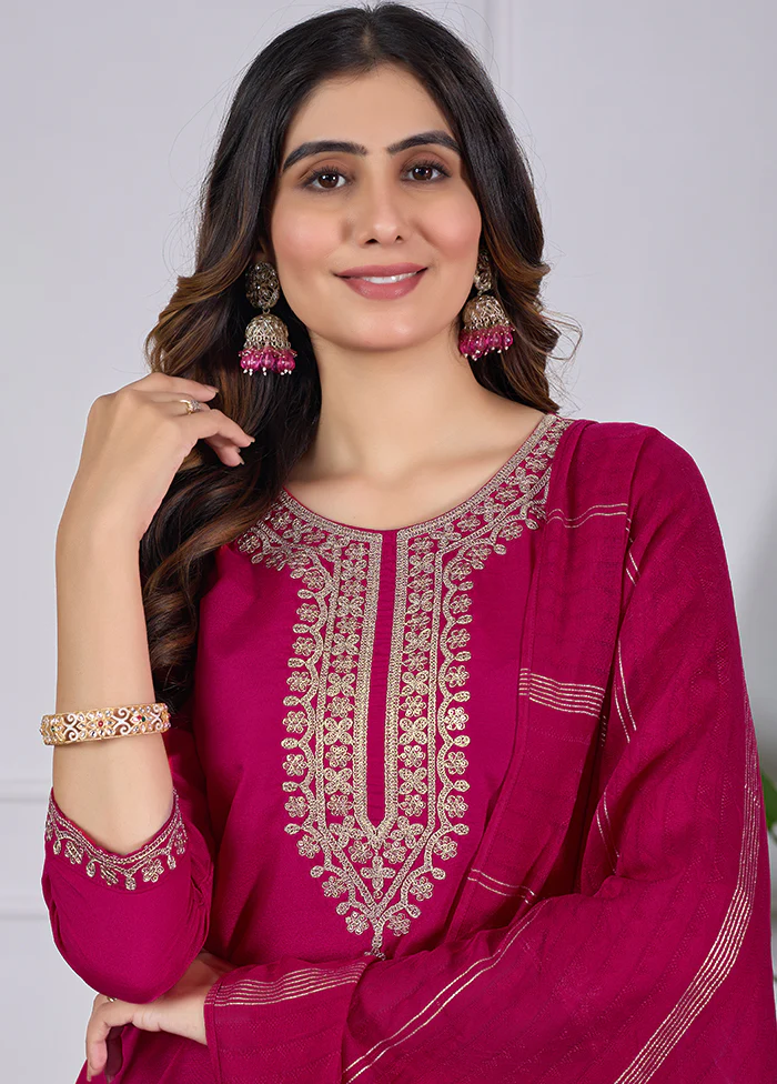 3 Pc Pink Silk Suit Set - Image 2