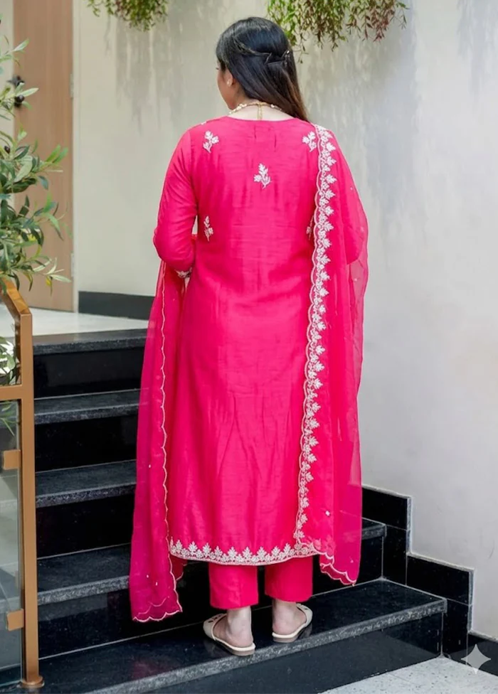3 Pc Pink Silk Suit Set - Image 3