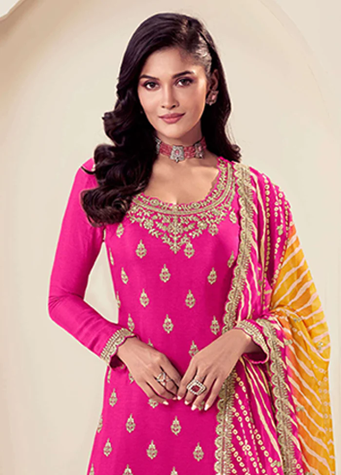 3 Pc Pink Silk Suit Set - Image 2