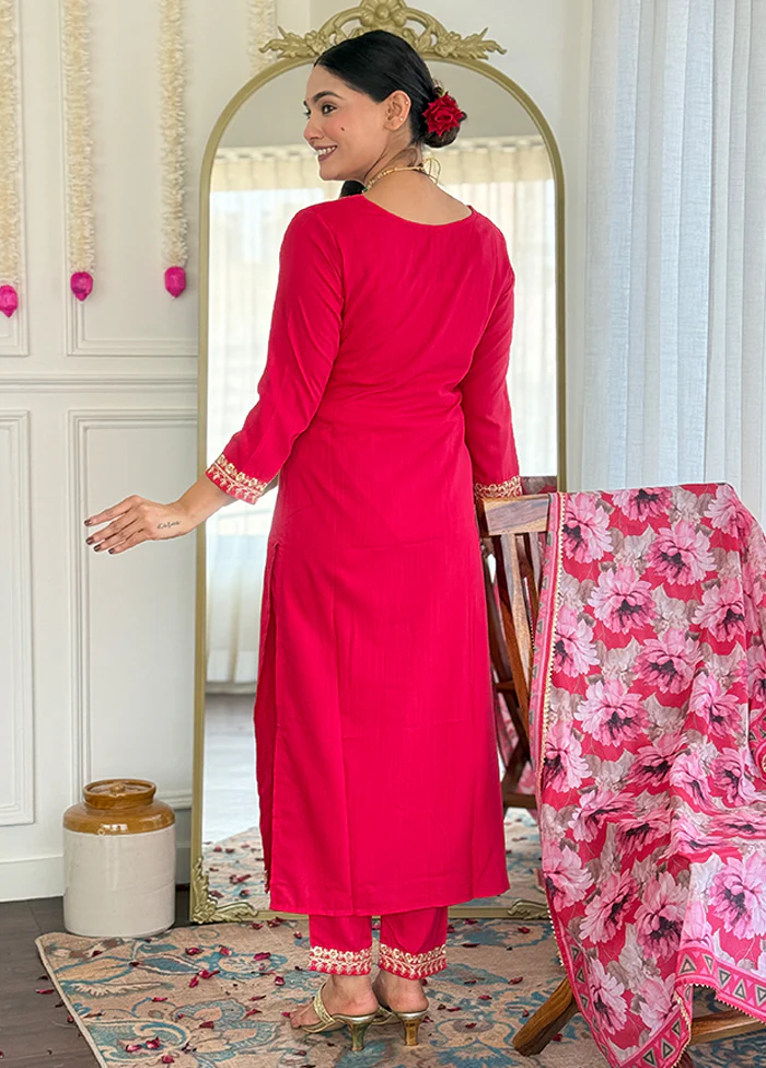 3 Pc Pink Silk Suit Set - Image 3