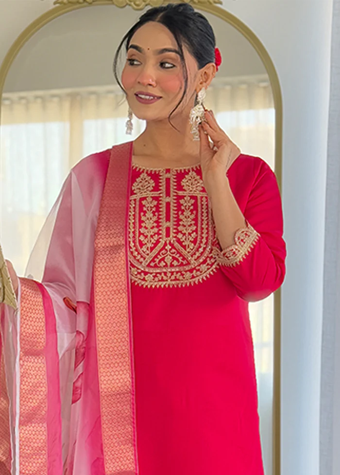 3 Pc Pink Silk Suit Set - Image 2