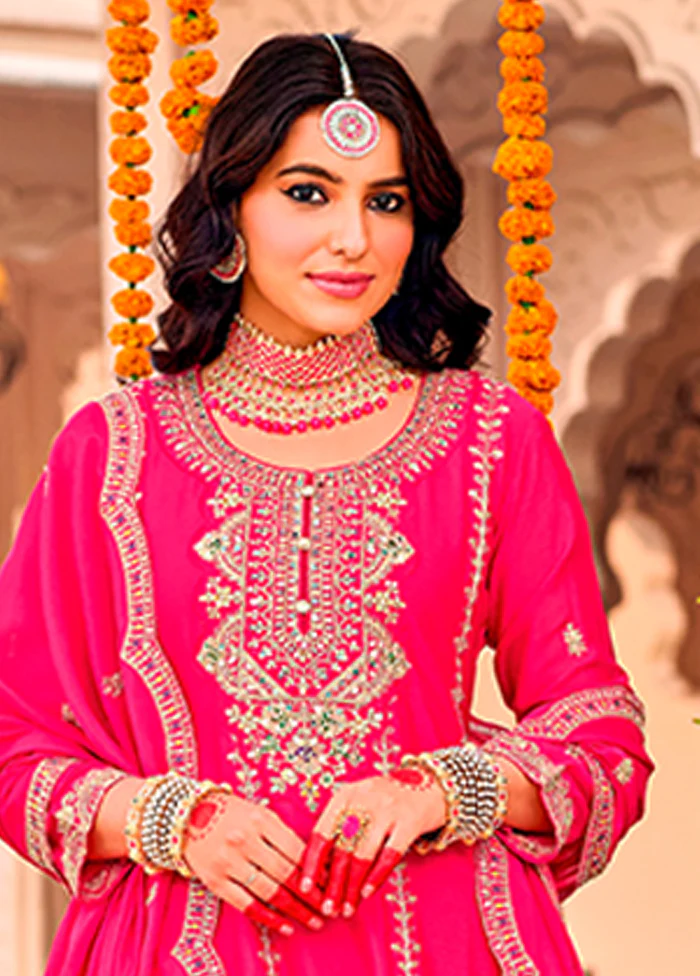 3 Pc Pink Silk Suit Set - Image 2