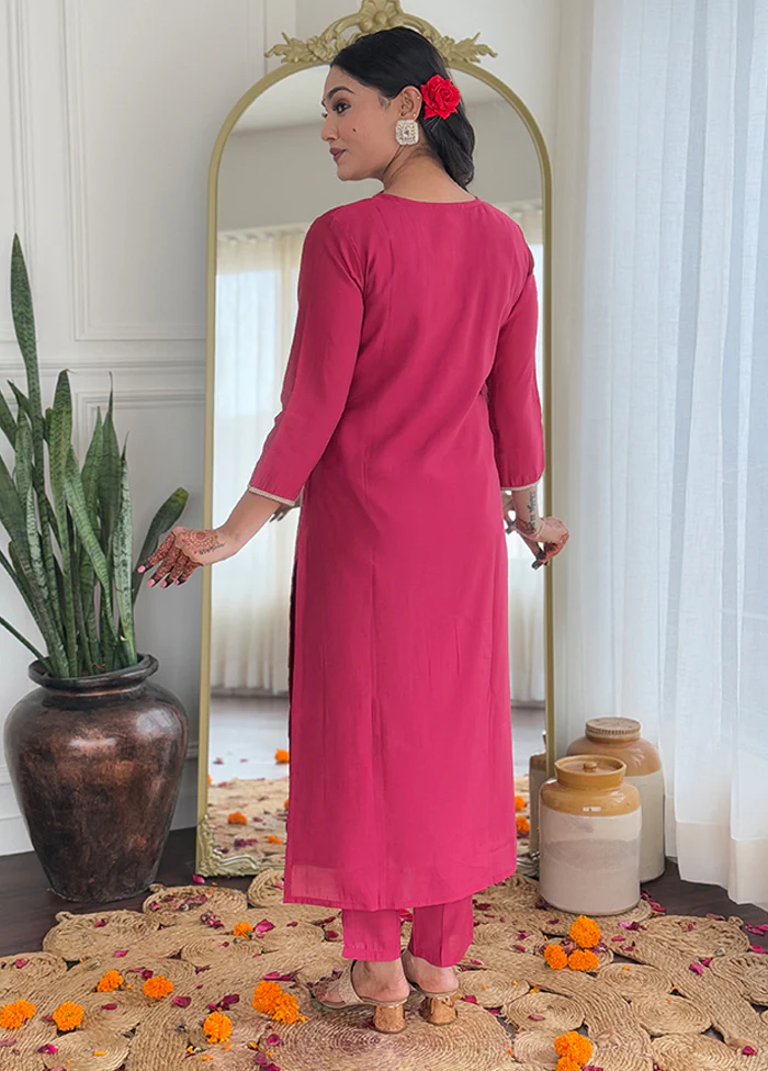 3 Pc Pink Silk Suit Set - Image 3