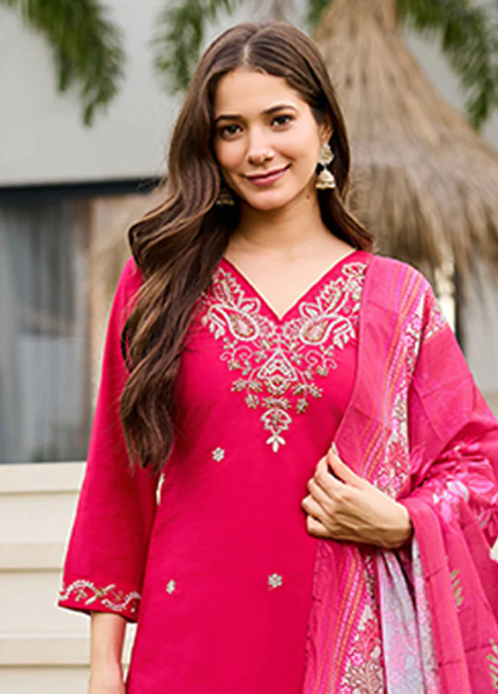 3 Pc Pink Silk Suit Set - Image 2
