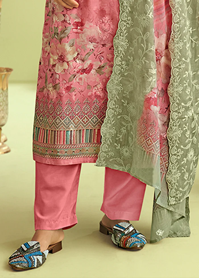 3 Pc Pink Silk Suit Set - Image 3