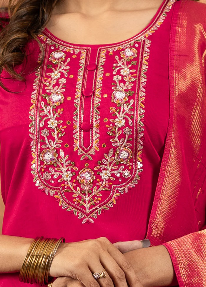 3 Pc Pink Silk Suit Set - Image 2