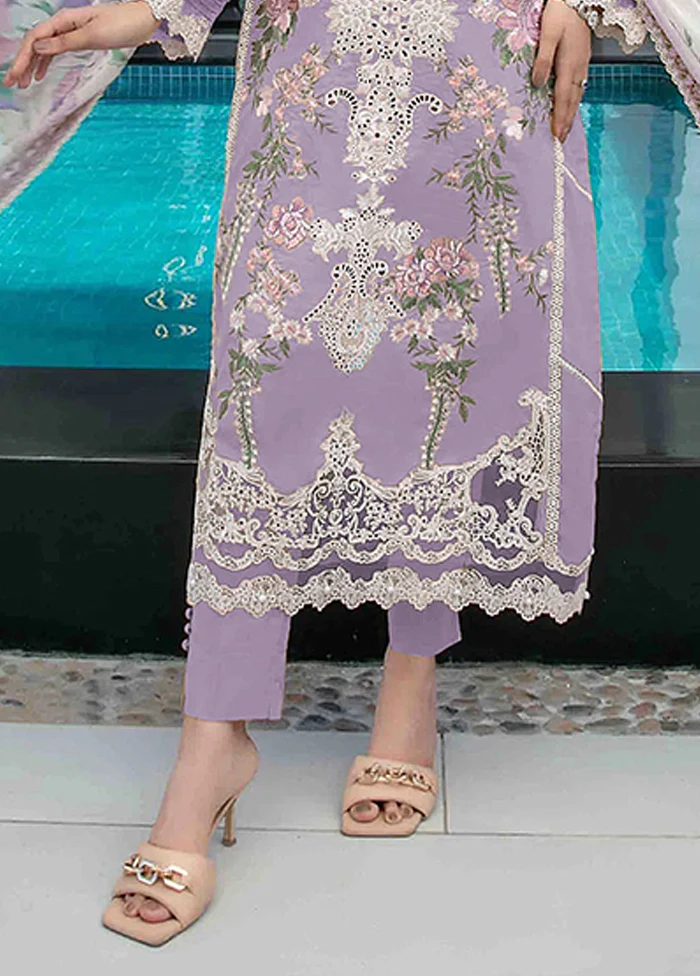 3 Pc Purple Cotton Suit Set - Image 3
