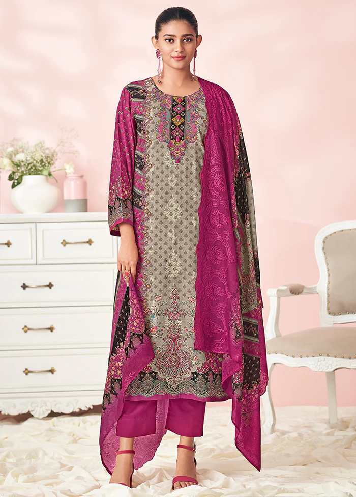 3 Pc Purple Cotton Suit Set