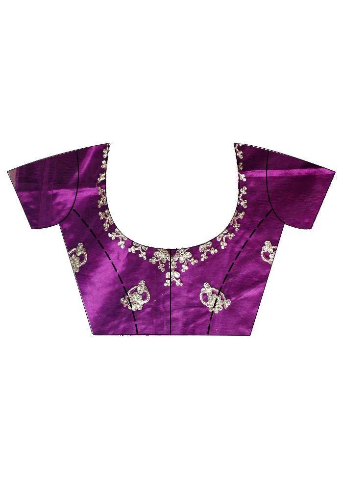 3 Pc Purple Georgette Semi Stitched Lehenga Set - Image 3