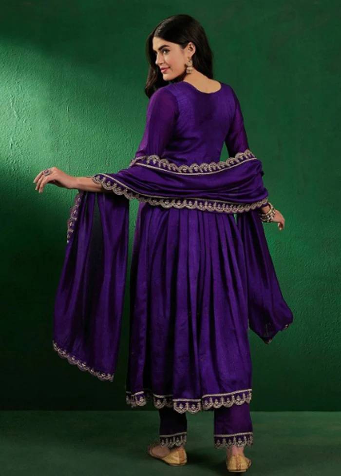 3 Pc Purple Silk Suit Set - Image 3