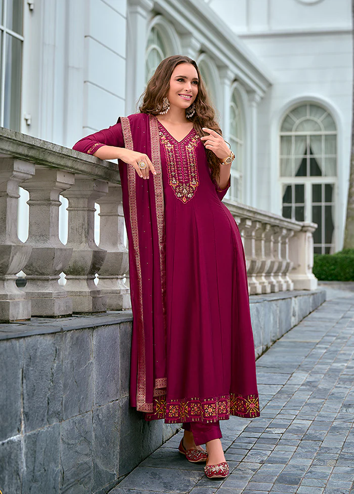3 Pc Purple Silk Suit Set