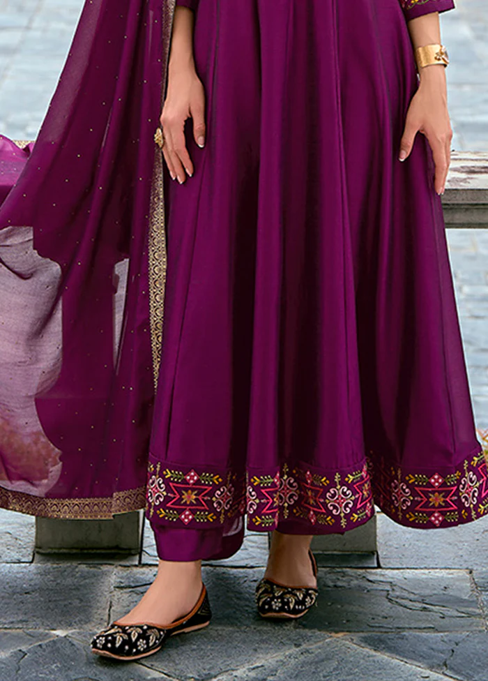 3 Pc Purple Silk Suit Set - Image 3