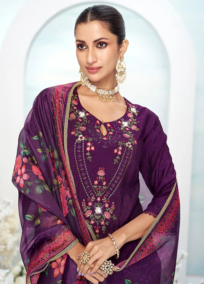 3 Pc Purple Silk Suit Set - Image 2