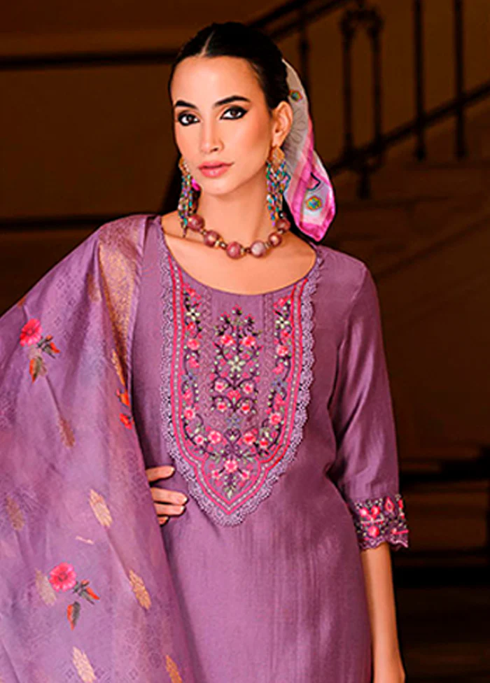3 Pc Purple Silk Suit Set - Image 2