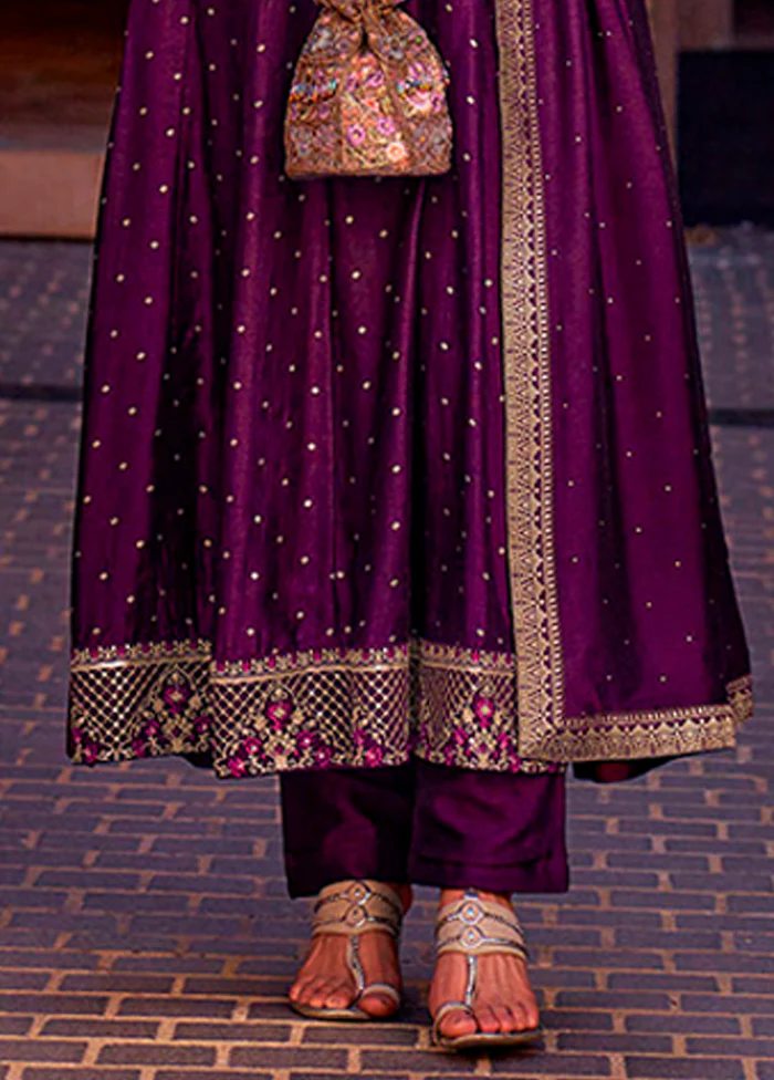 3 Pc Purple Silk Suit Set - Image 3