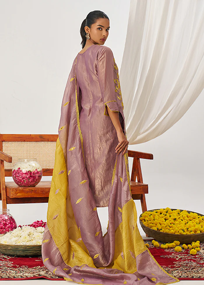 3 Pc Purple Silk Suit Set - Image 3