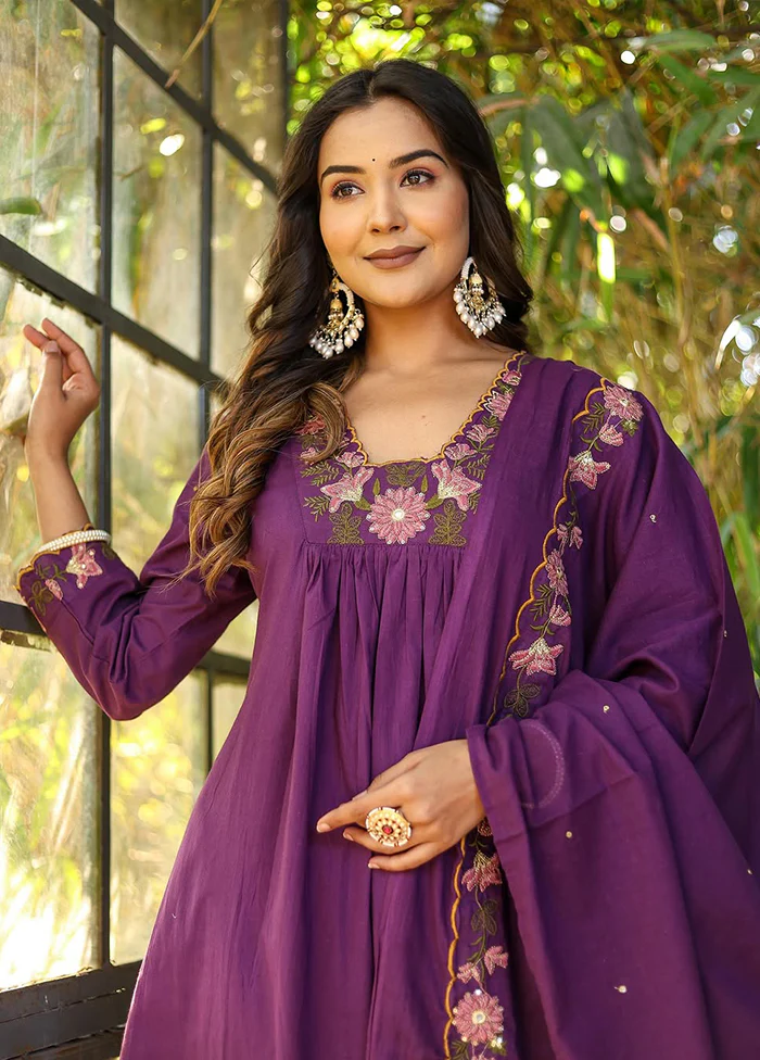 3 Pc Purple Silk Suit Set - Image 2