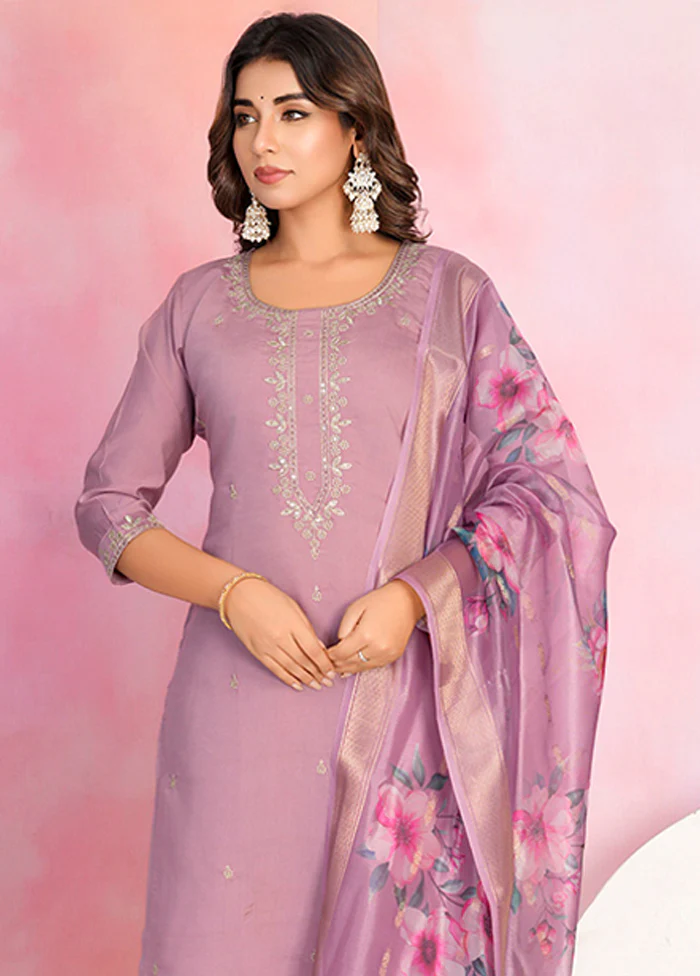 3 Pc Purple Silk Suit Set - Image 2