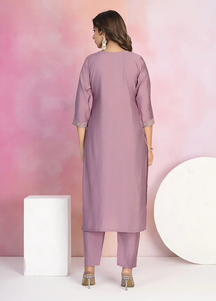 3 Pc Purple Silk Suit Set - Image 3