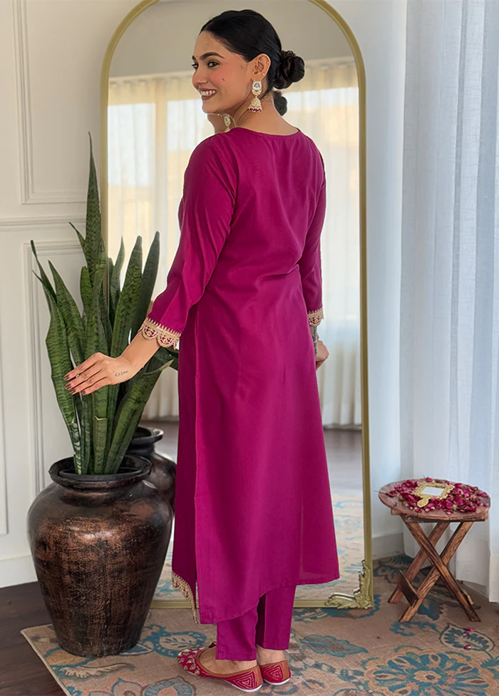 3 Pc Purple Silk Suit Set - Image 3