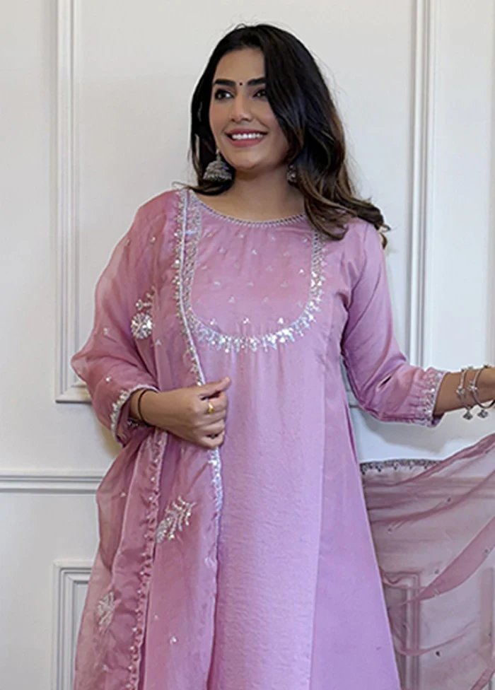 3 Pc Purple Silk Suit Set - Image 2