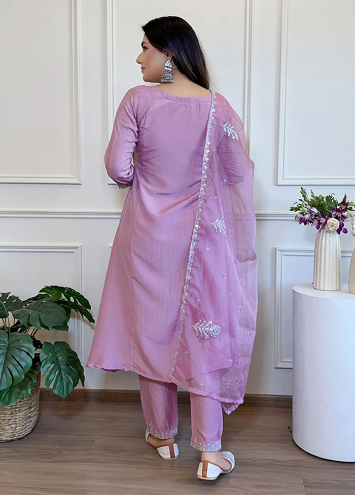 3 Pc Purple Silk Suit Set - Image 3