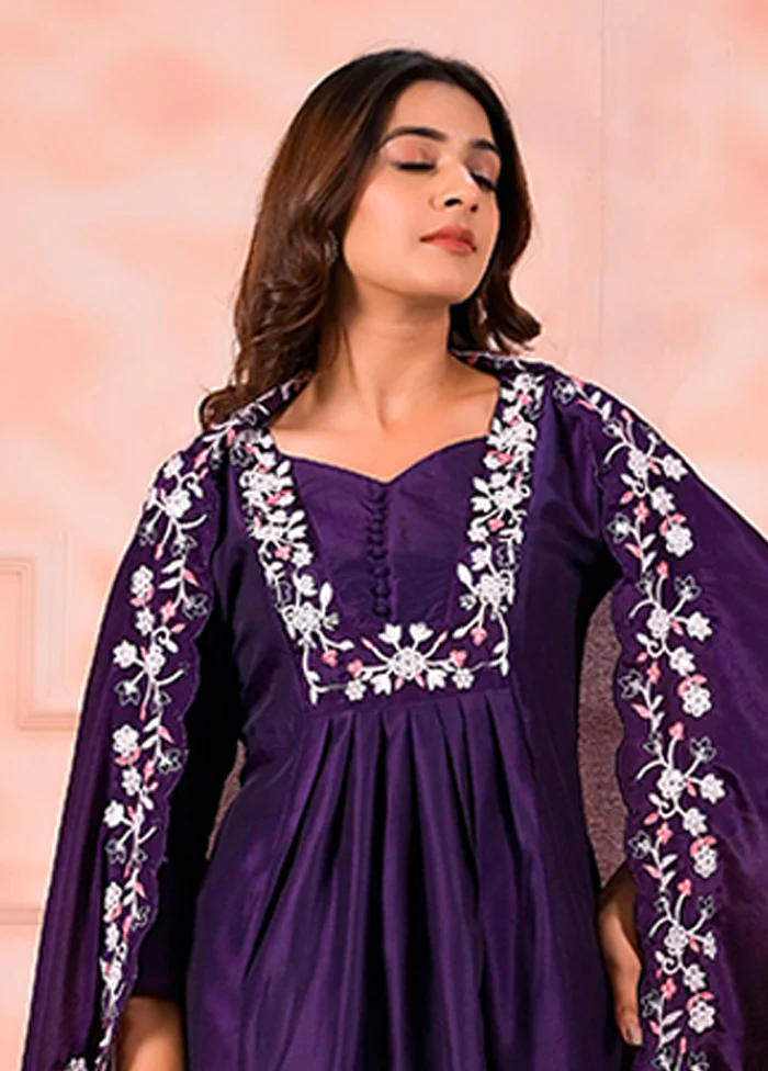 3 Pc Purple Silk Suit Set - Image 2