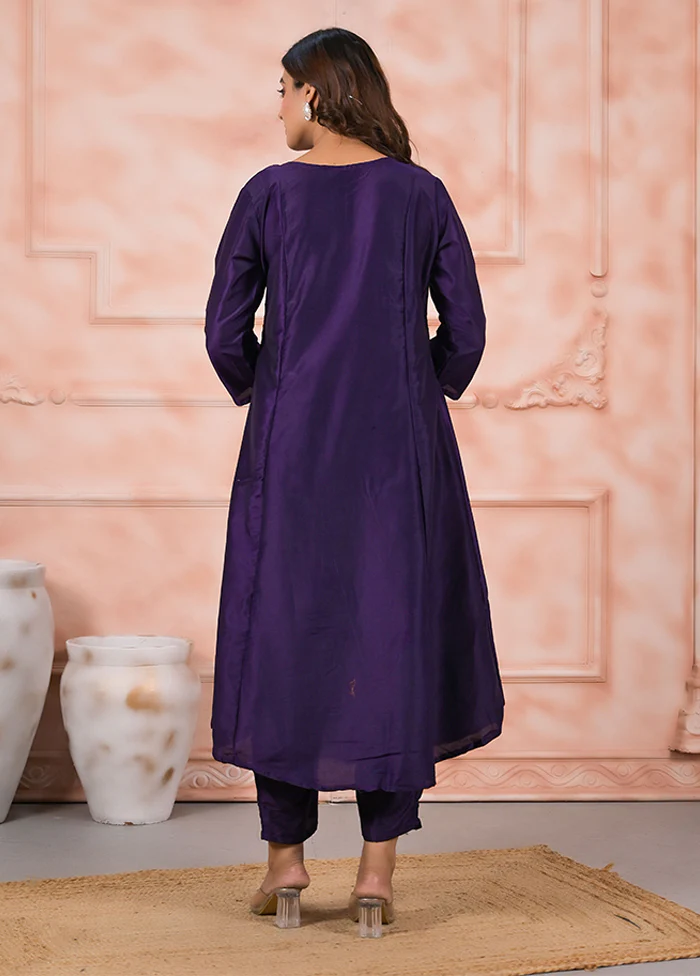 3 Pc Purple Silk Suit Set - Image 3