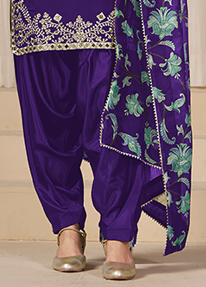 3 Pc Purple Silk Suit Set - Image 3