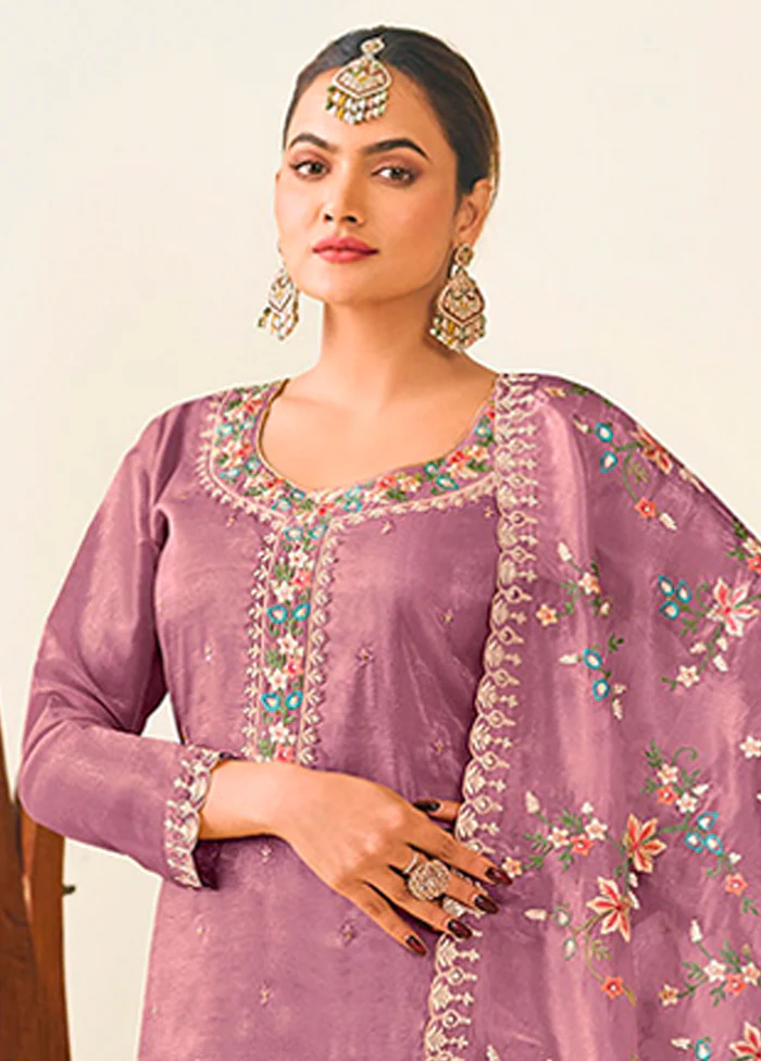 3 Pc Purple Silk Suit Set - Image 2