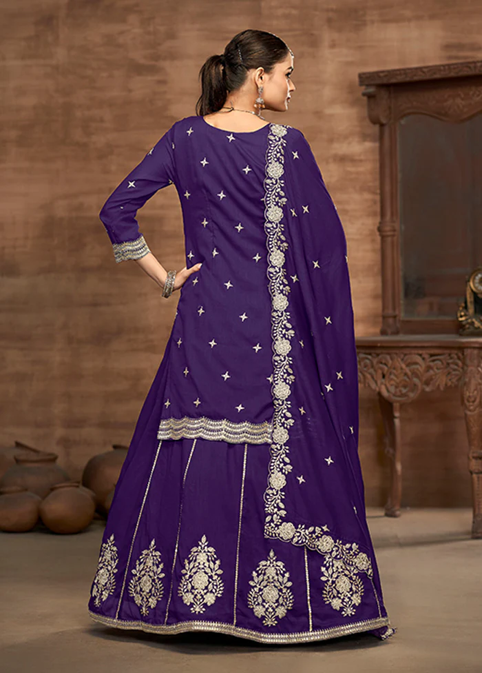 3 Pc Purple Silk Suit Set - Image 3