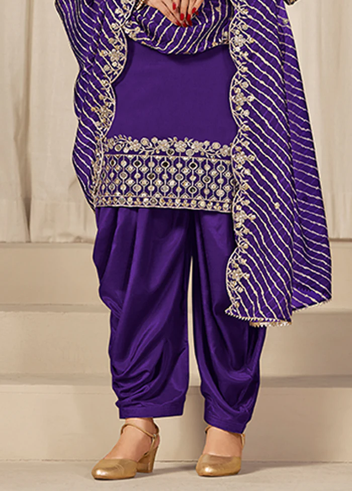 3 Pc Purple Silk Suit Set - Image 3